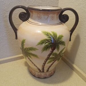 Corsica Hand Painted & Hand Crafted Design Palm Tree Vase.